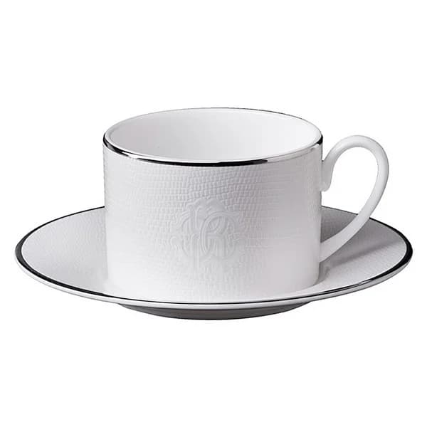 Roberto Cavalli Lizzard Platinum Tea Cup & Saucer - Set of 6