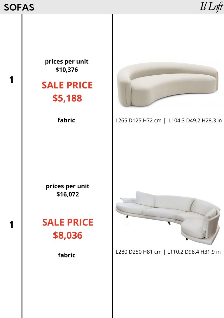 Sofas — showroom sale price list, page 3