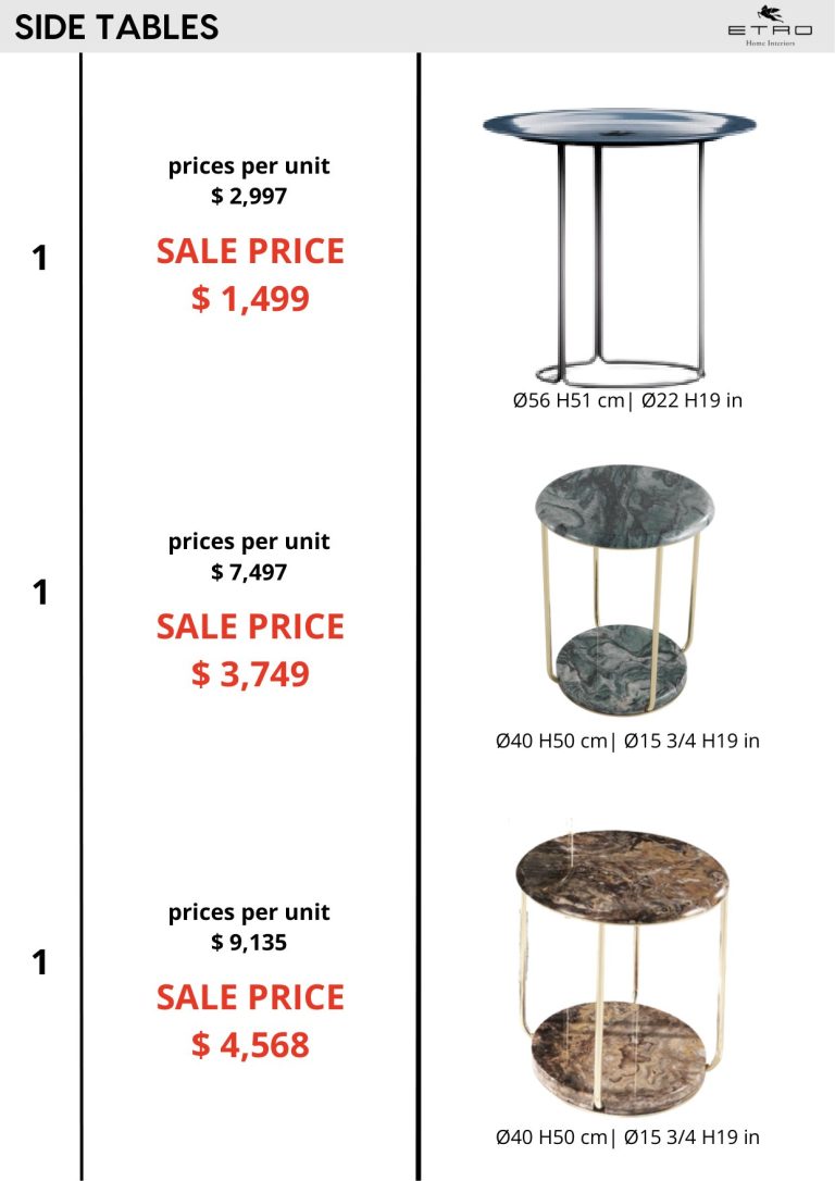 Side Tables — showroom sale price list, page 4