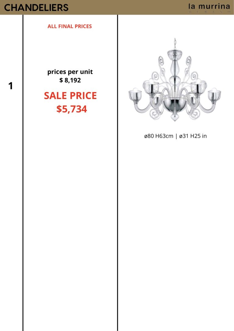 Chandeliers — showroom sale price list, page 1