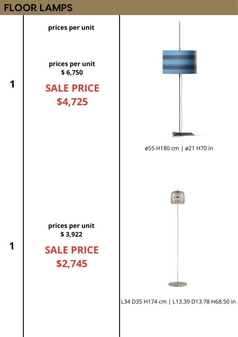 Floor Lamps — showroom sale price list, page 2