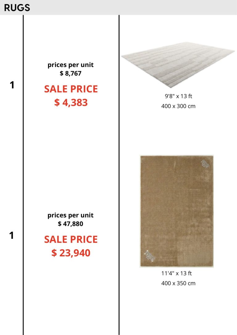 Rugs — showroom sale price list, page 2